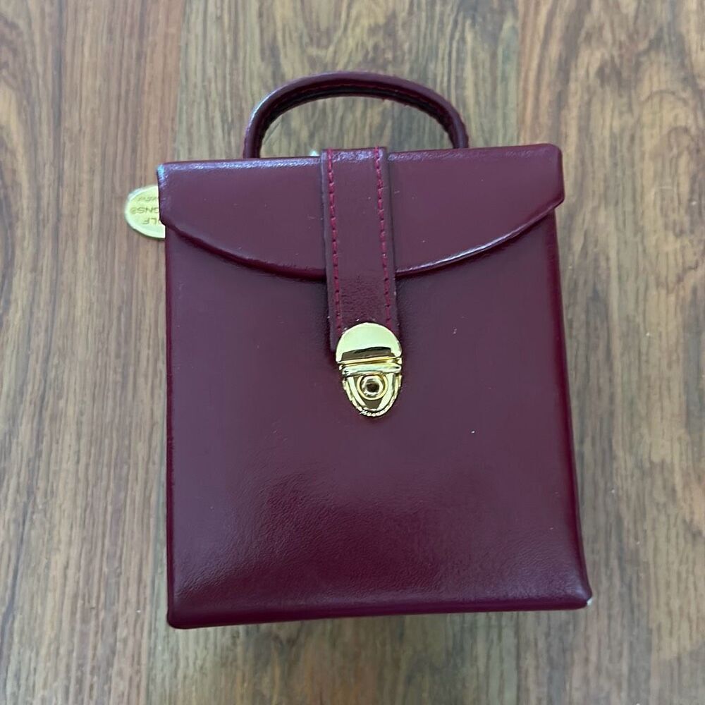 WOLF Burgundy Jewelry Organizer with Gold Clasp